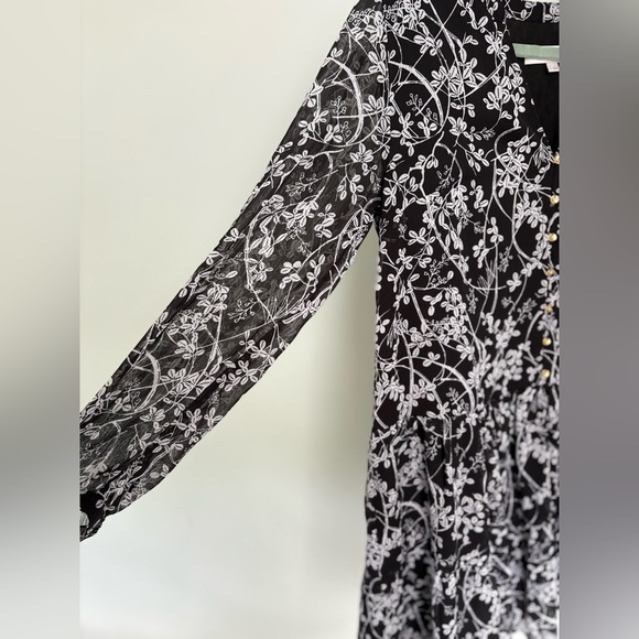 Loft Vine Drop Waist Split Neckline Button Lined Shirtdress small - Picture 4 of 8